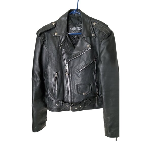 Mens Like New UNIK Harley Davidson Softail Patch Leather Heavy Bikers Jacket. Si